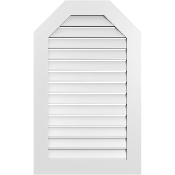 Ekena Millwork Octagonal Top Surface Mount PVC Gable Vent: Functional, w/ 3-1/2"W x 1"P Standard Frame, 26"W x 42"H - GVPOT26X4201SF