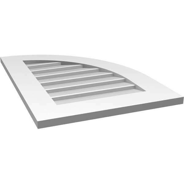 Ekena Millwork Quarter Round Top Right Surface Mount PVC Gable Vent w/ 3-1/2"W x 1"P Standard Frame, 20"W x 28"H - GVPQR20X2801SN