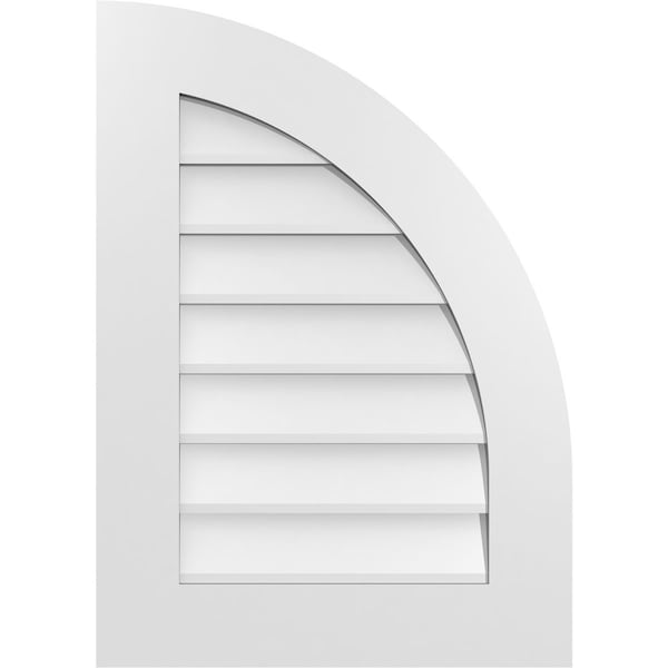 Ekena Millwork Quarter Round Top Right Surface Mount PVC Gable Vent w/ 3-1/2"W x 1"P Standard Frame, 20"W x 28"H - GVPQR20X2801SN