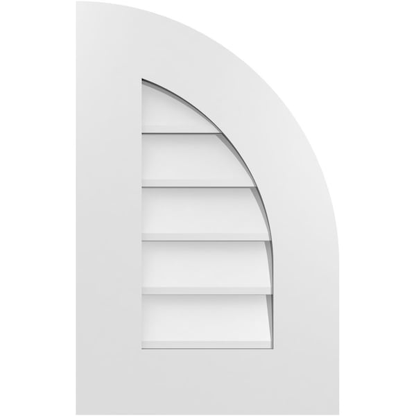 Ekena Millwork Quarter Round Top Right Surface Mount PVC Gable Vent w/ 3-1/2"W x 1"P Standard Frame, 14"W x 22"H - GVPQR14X2201SN