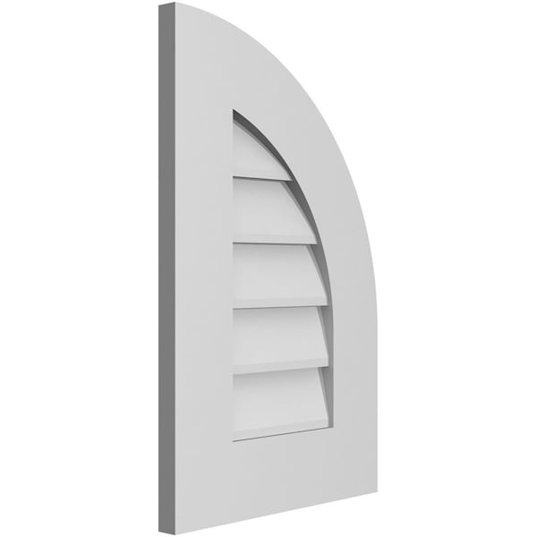 Ekena Millwork Quarter Round Top Right Surface Mount PVC Gable Vent w/ 3-1/2"W x 1"P Standard Frame, 14"W x 22"H - GVPQR14X2201SN