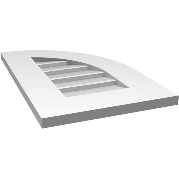 Ekena Millwork Quarter Round Top Right Surface Mount PVC Gable Vent w/ 3-1/2"W x 1"P Standard Frame, 14"W x 22"H - GVPQR14X2201SN