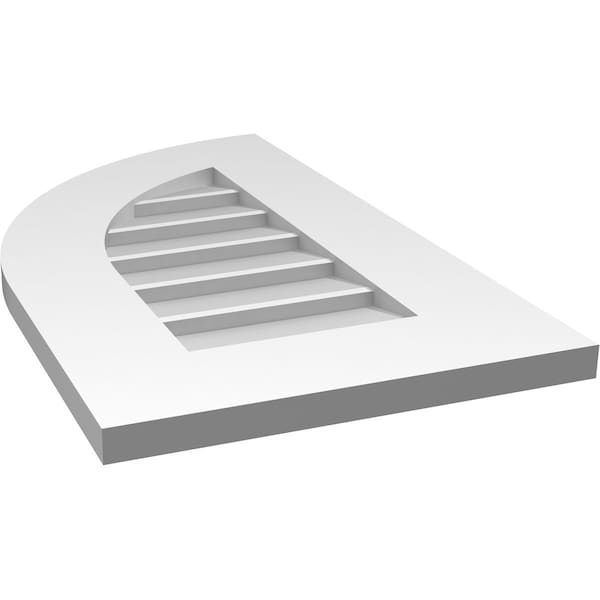 Ekena Millwork Quarter Round Top Left Surface Mount PVC Gable Vent w/ 3-1/2"W x 1"P Standard Frame, 14"W x 24"H - GVPQL14X2401SN