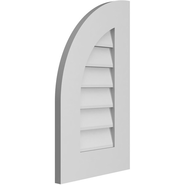 Ekena Millwork Quarter Round Top Left Surface Mount PVC Gable Vent w/ 3-1/2"W x 1"P Standard Frame, 14"W x 24"H - GVPQL14X2401SN