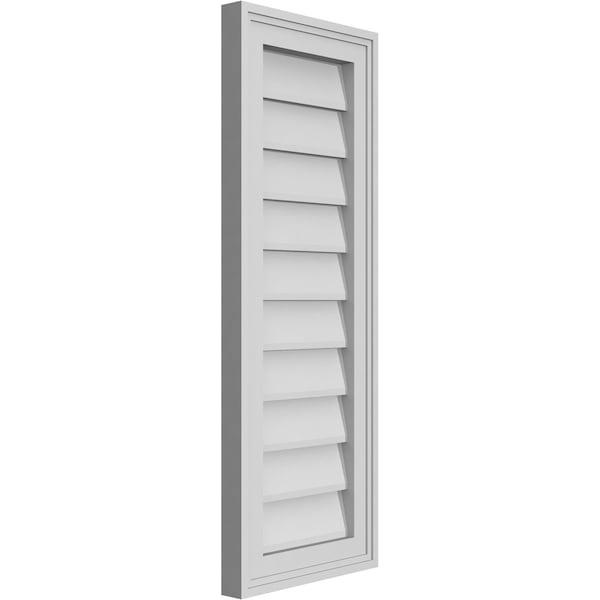 Ekena Millwork Vertical Surface Mount PVC Gable Vnt: Non-Functional, w/2"W x 1-1/2"H, Brickmould Frame, 12"W x 32"H - GVPVE12X3202SN
