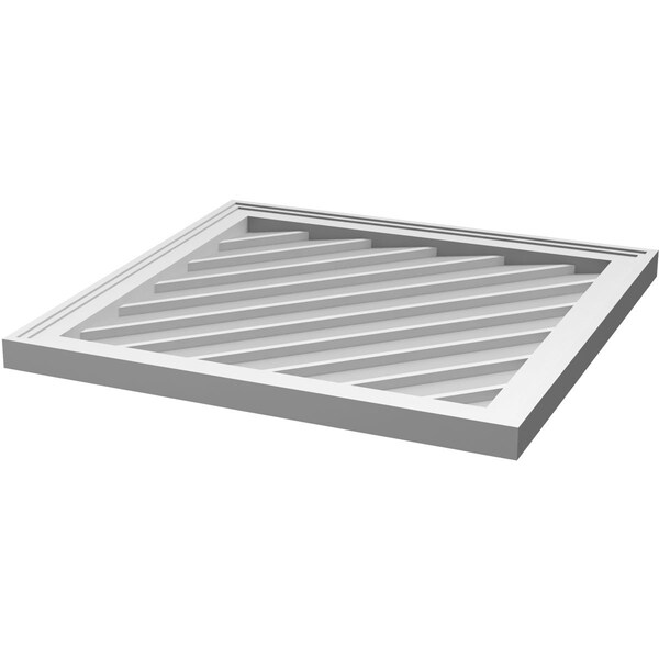 Ekena Millwork Diamond Surface Mount PVC Gable Vent: Functional, w/ 2"W x 1-1/2"P Brickmould Frame, 36"W x 36"H - GVPDI36X3602SF