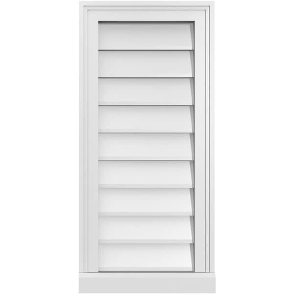 Ekena Millwork Vertical Surface Mount PVC Gable Vent w/ 2"W x 2"H , Brickmould Sill Frame, 14"W x 30"H - GVPVE14X3003SN