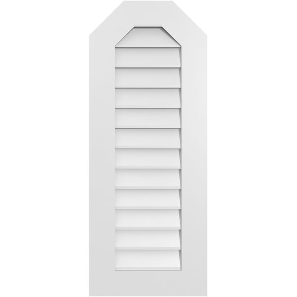 Ekena Millwork Octagonal Top Surface Mount PVC Gable Vent w/ 3-1/2"W x 1"P Standard Frame, 16"W x 40"H - GVPOT16X4001SN