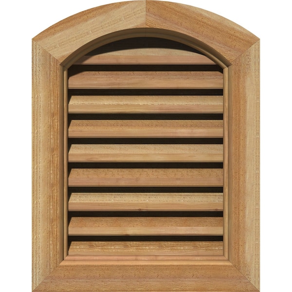 Ekena Millwork Arch Top Gable Vent Functional, Western Red Cedar Gable Vent w/ Brick Mould Face Frame, 12"W x 12"H - GVWAR12X1200RFUWR