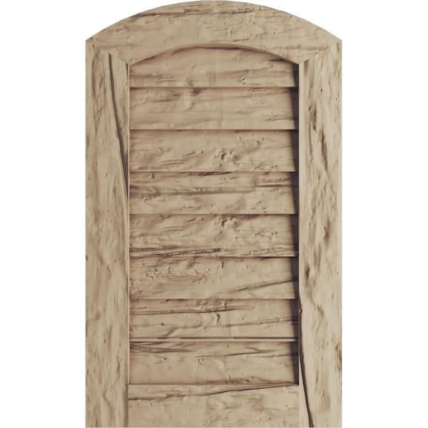Ekena Millwork Timberthane Riverwood Arch Top Faux Wood Non-Functional Gable Vent, Primed Tan, 22"W x 36"H - GVURAR22X36DRWPR