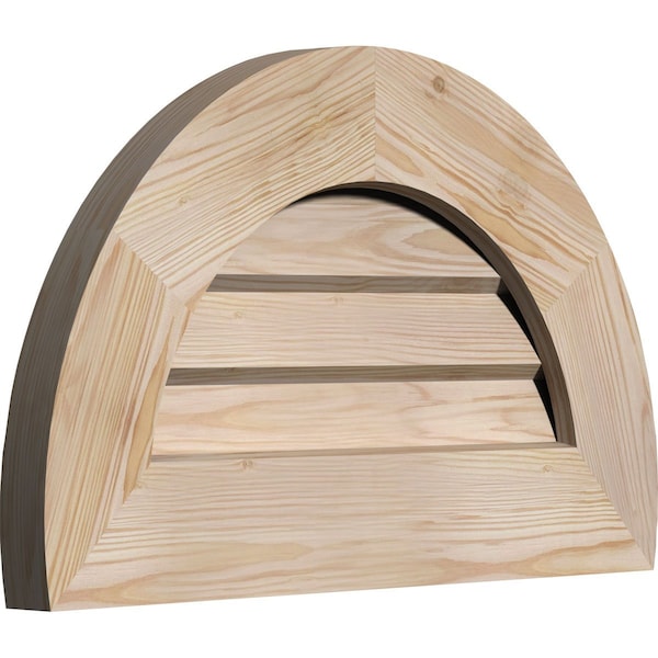 Ekena Millwork Half Round Gable Vent Non-Functional, Pine Gable Vent w/ Decorative Face Frame, 36"W x 18"H - GVWHR36X1802SDUPI