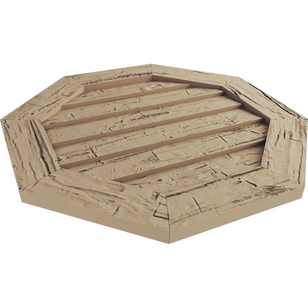 Ekena Millwork Timberthane Hand Hewn Octagonal Faux Wood Non-Functional Gable Vent, Primed Tan, 30"W x 30"H - GVUROC30X30DHHPR