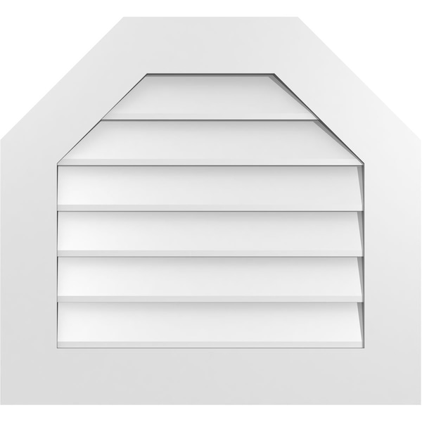 Ekena Millwork Octagonal Top Surface Mount PVC Gable Vent w/ 3-1/2"W x 1"P Standard Frame, 26"W x 24"H - GVPOT26X2401SN