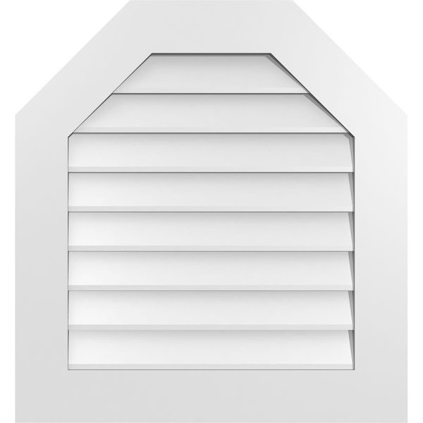 Ekena Millwork Octagonal Top Surface Mount PVC Gable Vent w/ 3-1/2"W x 1"P Standard Frame, 26"W x 28"H - GVPOT26X2801SN