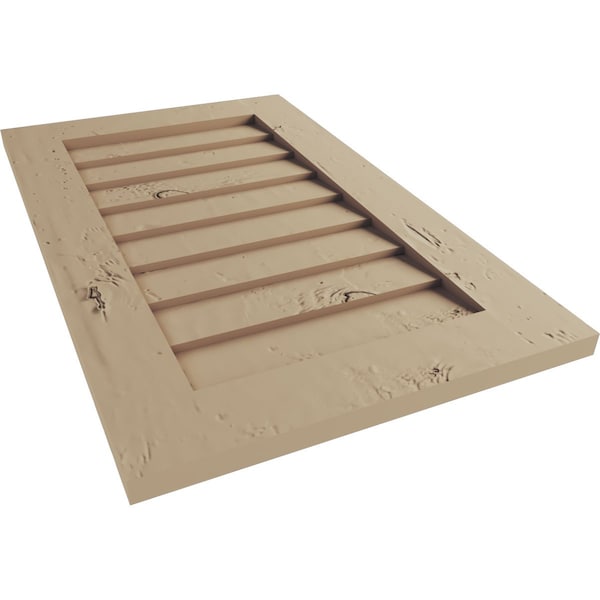 Ekena Millwork Timberthane Knotty Pine Vertical Faux Wood Non-Functional Gable Vent, Primed Tan, 32"W x 24"H - GVURVE32X24DKPPR