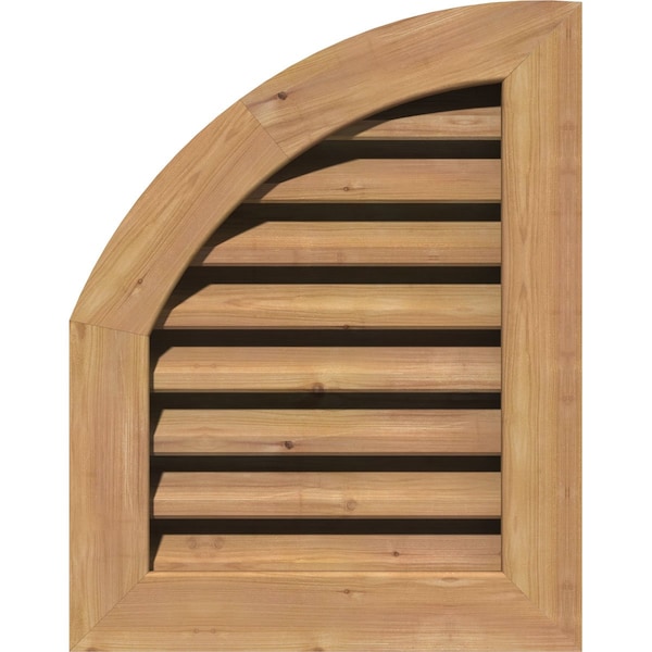 Ekena Millwork Quarter Round Top Left Functional Western Red Cedar Gable Vnt w/1" x 4" Flat Trim Frame, 10"W x 14"H - GVWQL10X1401SFUWR