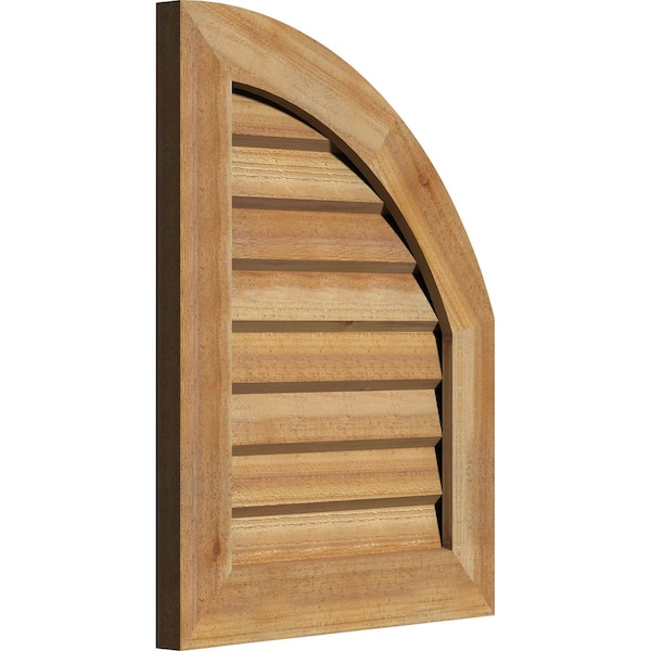 Ekena Millwork Quarter Round Top Right Western Red Cedar Gable Vent w/Decorative Face Frame, 10"W x 16"H - GVWQR10X1602RDUWR