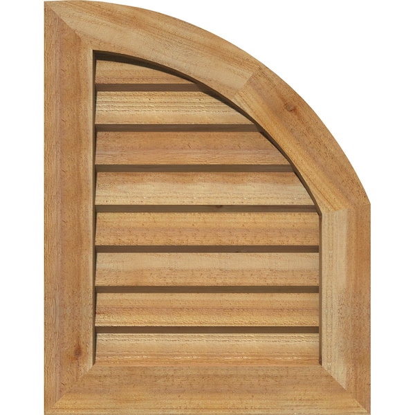 Ekena Millwork Quarter Round Top Right Western Red Cedar Gable Vent w/Decorative Face Frame, 10"W x 16"H - GVWQR10X1602RDUWR