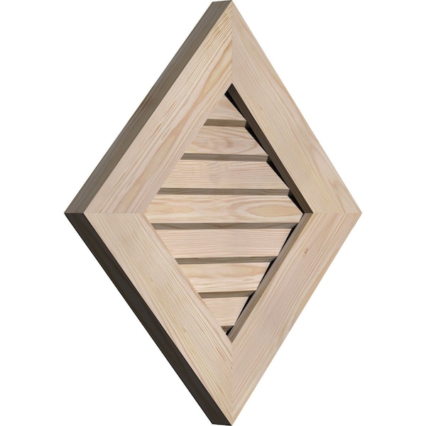 Ekena Millwork Diamond Gable Vent Unfinished, Non-Functional, Pine Gable Vent w/ Decorative Face Frame, 18"W x 18"H - GVWDI18X1802SDUPI