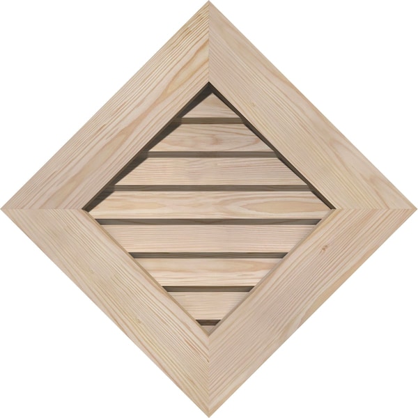 Ekena Millwork Diamond Gable Vent Unfinished, Non-Functional, Pine Gable Vent w/ Decorative Face Frame, 18"W x 18"H - GVWDI18X1802SDUPI