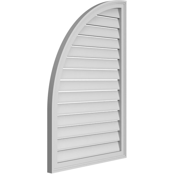 Ekena Millwork Quarter Round Top Left Surface Mount PVC Gable Vent w/ 2"W x 1-1/2"P Brickmould Frame, 28"W x 42"H - GVPQL28X4202SF