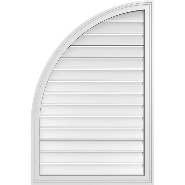 Ekena Millwork Quarter Round Top Left Surface Mount PVC Gable Vent w/ 2"W x 1-1/2"P Brickmould Frame, 28"W x 42"H - GVPQL28X4202SF