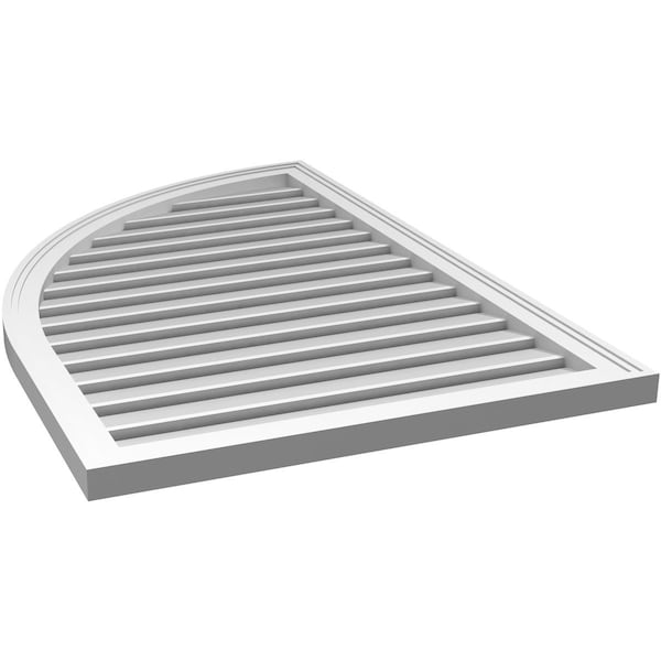Ekena Millwork Quarter Round Top Left Surface Mount PVC Gable Vent w/ 2"W x 1-1/2"P Brickmould Frame, 28"W x 42"H - GVPQL28X4202SF