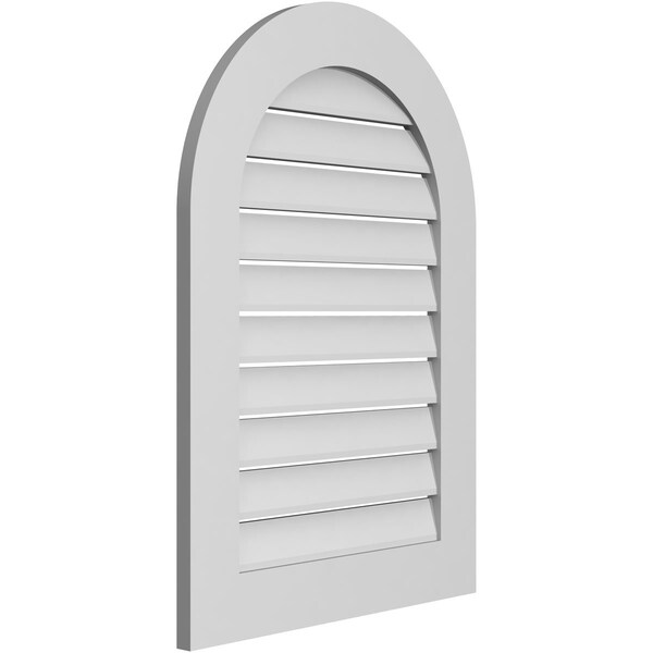 Ekena Millwork Round Top Surface Mount PVC Gable Vent: Functional, w/ 3-1/2"W x 1"P Standard Frame, 24"W x 34"H - GVPRT24X3401SF