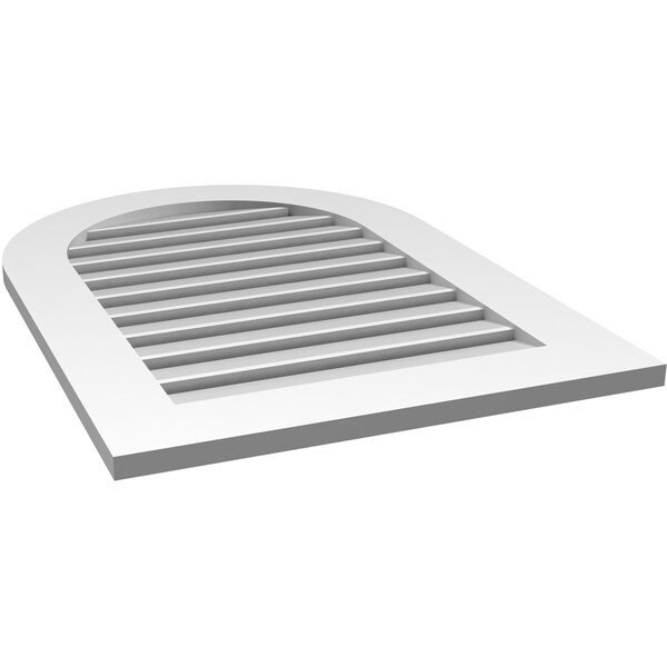 Ekena Millwork Round Top Surface Mount PVC Gable Vent: Functional, w/ 3-1/2"W x 1"P Standard Frame, 24"W x 34"H - GVPRT24X3401SF