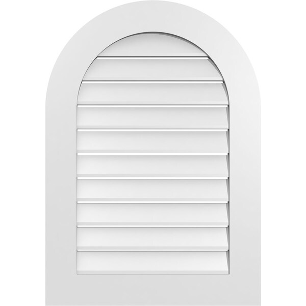 Ekena Millwork Round Top Surface Mount PVC Gable Vent: Functional, w/ 3-1/2"W x 1"P Standard Frame, 24"W x 34"H - GVPRT24X3401SF