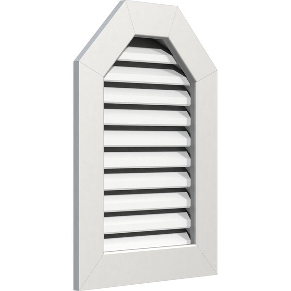 Ekena Millwork Octagonal Top Gable Vent Functional, PVC Gable Vent w/ 1" x 4" Flat Trim Frame, 18"W x 28"H - GVPOT18X2801FUN