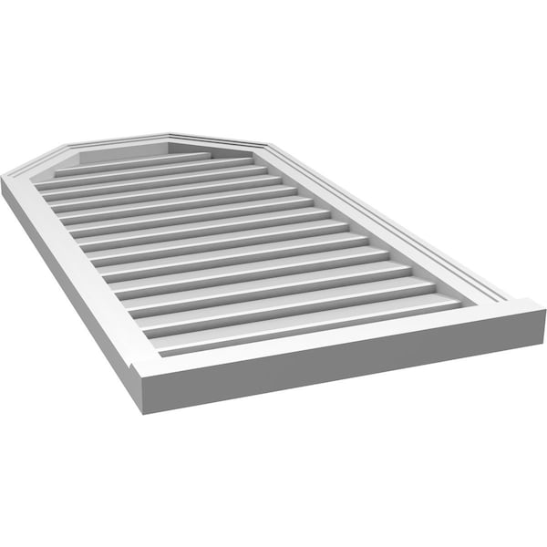 Ekena Millwork Octagonal Top Surface Mount PVC Gable Vent w/ 2"W x 2"P Brickmould Sill Frame, 22"W x 42"H - GVPOT22X4203SF