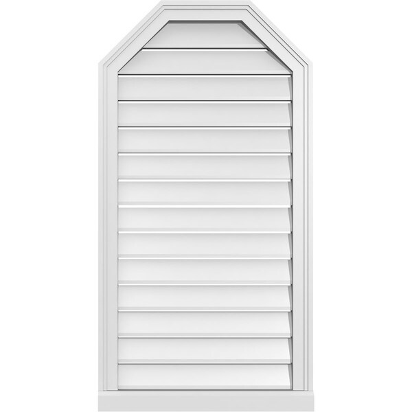 Ekena Millwork Octagonal Top Surface Mount PVC Gable Vent w/ 2"W x 2"P Brickmould Sill Frame, 22"W x 42"H - GVPOT22X4203SF