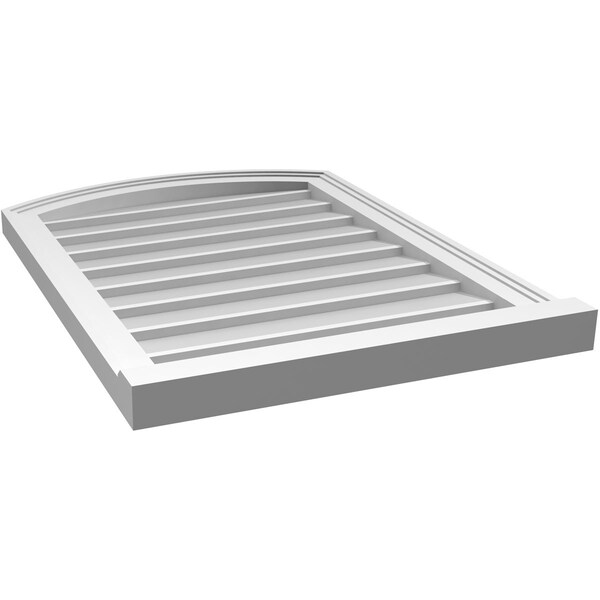 Ekena Millwork Arch Top Surface Mount PVC Gable Vent: Functional, w/ 2"W x 2"P Brickmould Sill Frame, 22"W x 30"H - GVPAR22X3003SF