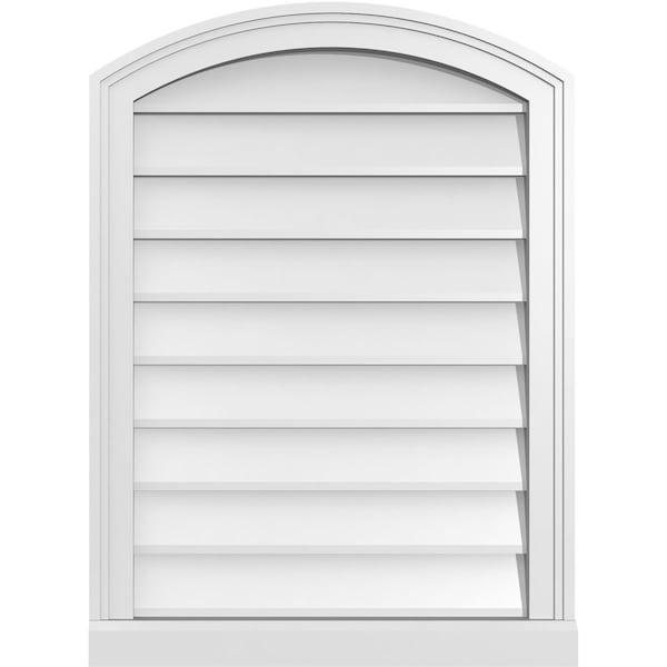 Ekena Millwork Arch Top Surface Mount PVC Gable Vent: Functional, w/ 2"W x 2"P Brickmould Sill Frame, 22"W x 30"H - GVPAR22X3003SF