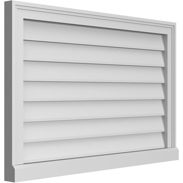 Ekena Millwork Vertical Surface Mount PVC Gable Vent w/ 2"W x 2"H , Brickmould Sill Frame, 34"W x 22"H - GVPVE34X2203SN