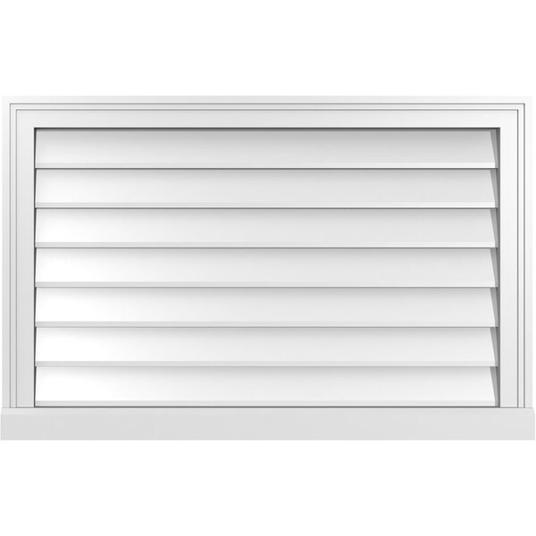 Ekena Millwork Vertical Surface Mount PVC Gable Vent w/ 2"W x 2"H , Brickmould Sill Frame, 34"W x 22"H - GVPVE34X2203SN