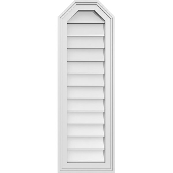 Ekena Millwork Octagonal Top Surface Mount PVC Gable Vent w/ 2"W x 1-1/2"P Brickmould Frame, 12"W x 36"H - GVPOT12X3602SN