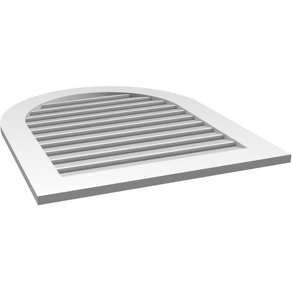 Ekena Millwork Round Top Surface Mount PVC Gable Vent: Functional, w/ 3-1/2"W x 1"P Standard Frame, 30"W x 36"H - GVPRT30X3601SF
