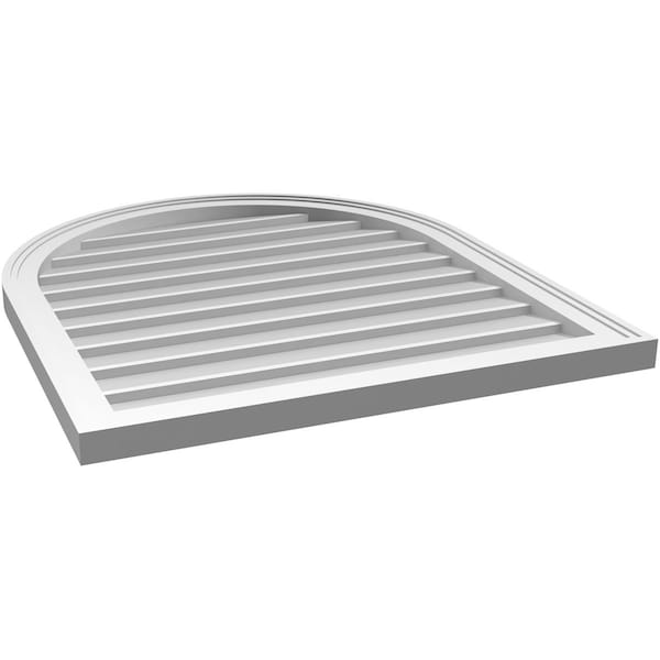 Ekena Millwork Round Top Surface Mount PVC Gable Vent w/ 2"W x 1-1/2"P Brickmould Frame, 28"W x 32"H - GVPRT28X3202SN