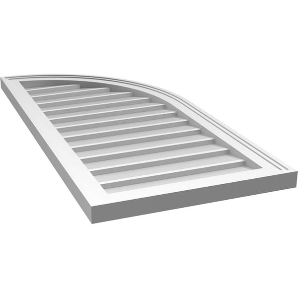 Ekena Millwork Quarter Round Top Right Surface Mount PVC Gable Vent w/ 2"W x 1-1/2"P Brickmould Frame, 18"W x 38"H - GVPQR18X3802SN