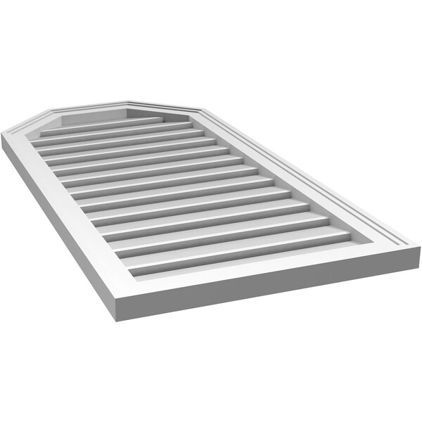 Ekena Millwork Octagonal Top Surface Mount PVC Gable Vent w/ 2"W x 1-1/2"P Brickmould Frame, 20"W x 40"H - GVPOT20X4002SF