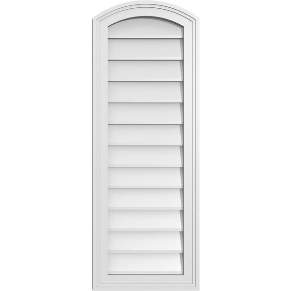 Ekena Millwork Arch Top Surface Mount PVC Gable Vent: Functional, w/ 2"W x 1-1/2"P Brickmould Frame, 14"W x 38"H - GVPAR14X3802SF