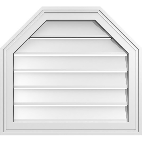 Ekena Millwork Octagonal Top Surface Mount PVC Gable Vent w/ 2"W x 1-1/2"P Brickmould Frame, 22"W x 20"H - GVPOT22X2002SF