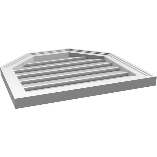 Ekena Millwork Octagonal Top Surface Mount PVC Gable Vent w/ 2"W x 1-1/2"P Brickmould Frame, 22"W x 20"H - GVPOT22X2002SF