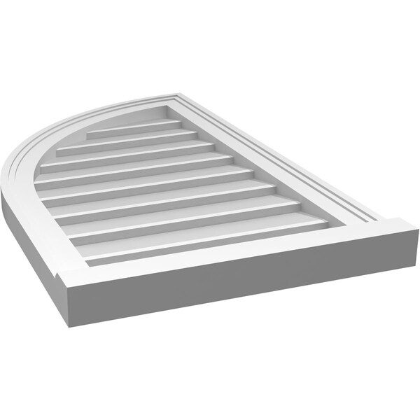 Ekena Millwork Quarter Round Top Left Surface Mount PVC Gable Vent w/ 2"W x 2"P Brickmould Sill Frame, 18"W x 30"H - GVPQL18X3003SN