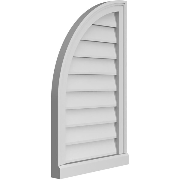 Ekena Millwork Quarter Round Top Left Surface Mount PVC Gable Vent w/ 2"W x 2"P Brickmould Sill Frame, 18"W x 30"H - GVPQL18X3003SN