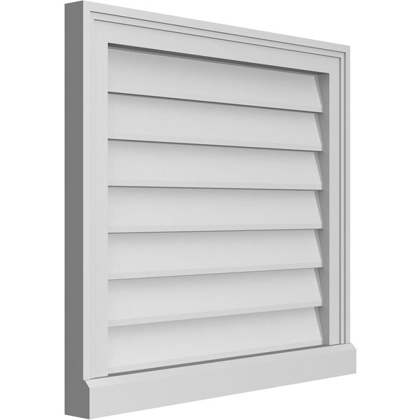 Ekena Millwork Vertical Surface Mount PVC Gable Vent w/ 2"W x 2"H , Brickmould Sill Frame, 24"W x 22"H - GVPVE24X2203SN