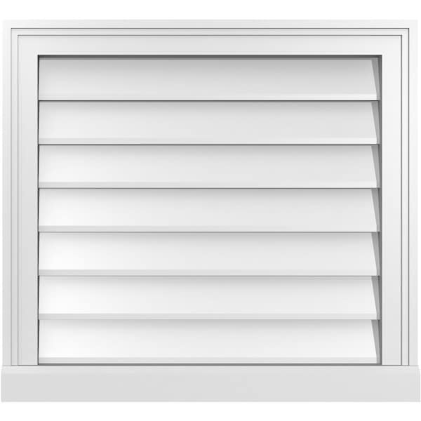 Ekena Millwork Vertical Surface Mount PVC Gable Vent w/ 2"W x 2"H , Brickmould Sill Frame, 24"W x 22"H - GVPVE24X2203SN