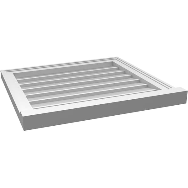 Ekena Millwork Vertical Surface Mount PVC Gable Vent w/ 2"W x 2"H , Brickmould Sill Frame, 24"W x 22"H - GVPVE24X2203SN
